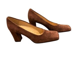 Sacha London brown suede pumps heels vintage shoes retro made Spain 8 aa